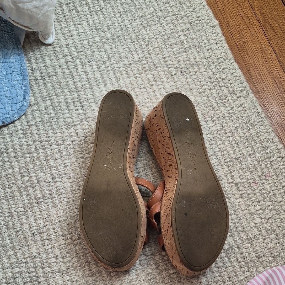 Sam Edelman Tan Croc-Embossed Slides - Picture 3 of 6